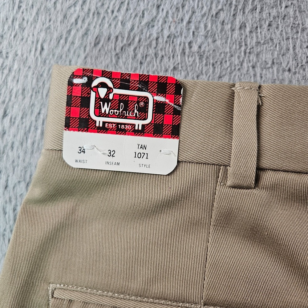NWT Woolrich Chino Pants Men 34 x 32 Relaxed‎ Fit Flap Pocket Flat Front Tan